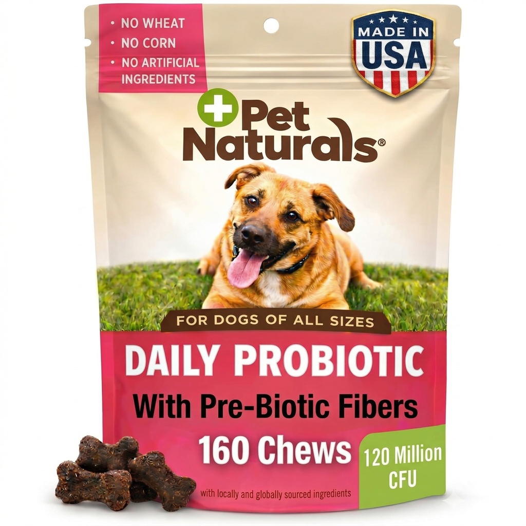 Pet Naturals Daily Probiotic for Dogs, Duck Flavor, 160 Chews - 120M CFUs Pre and probiotics for Dogs 消化健康,古特健康,免疫支持,腹泻,过敏和痒症