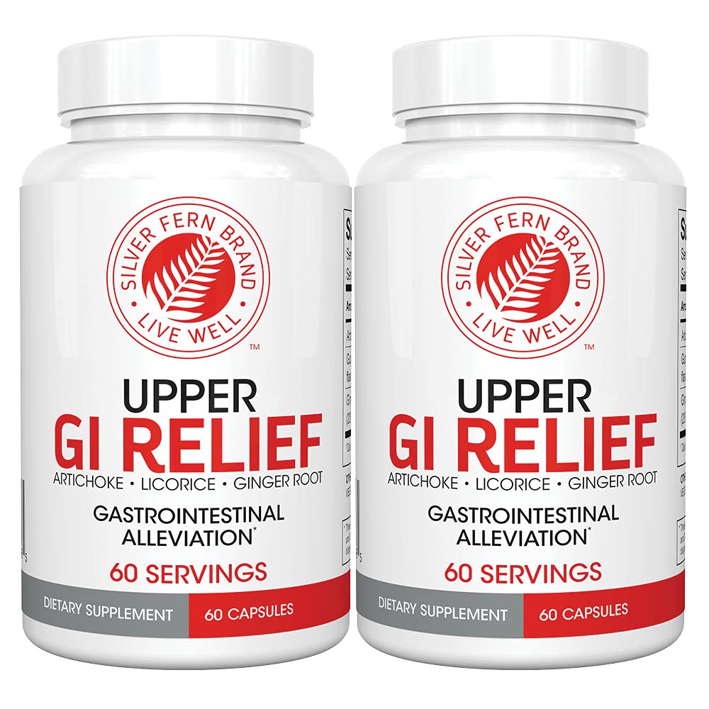 Silver Fern GI Relief - Natural Herbal Supplement - All Natural with Artichoke Leaf Extract, Ginger root Extract, and GutGuard Licorice Flavoids (2瓶 - 120卡普尔 - 60天供应) (中文(简体) ).
