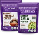 Siddhayu 有机Triphala 粉 - 12 oz & 有机Amla 草药补充剂 - 12 oz