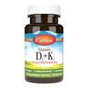 Carlson - 维生素D3 + K2, 50 mcg (2000 IU) 维生素D3 和 90 mcg 维生素K2 作为 MK7, 骨支持, 钙吸收, 120 capsules