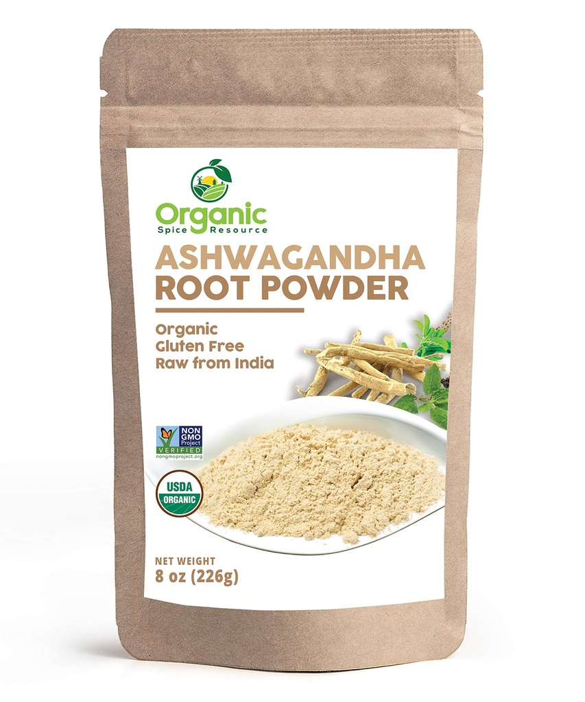 有机Ashwagandha根粉 - 8 Ounce QQ 纯度测试实验室 → 可回收的Kraft Bag, Non-GMO, Indian Ginseng, Withania Somnifera - 100%来自印度,由SHOPOSR(8 oz)制作.