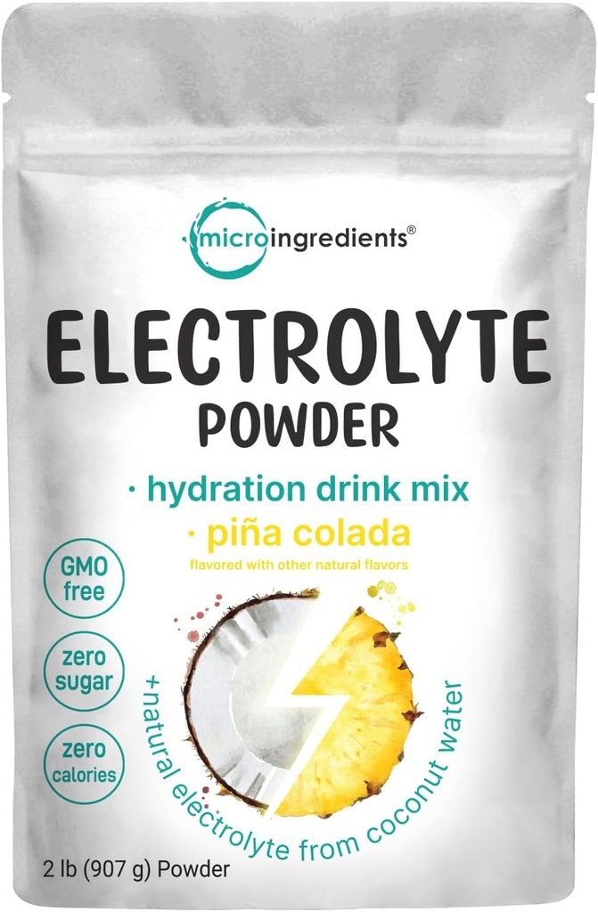 微成份 水解 电解 粉, 2 lb (139 services) | Piña Colada Flavor → 高钾 (1,000 mg) + 椰水 → 无糖 Keto 友好 → 非GMO