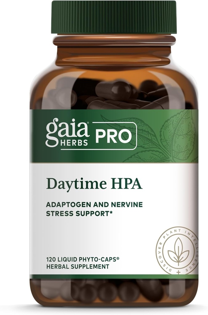 GAIA HERBS PRO Daytime HPA - 适应原体支持补编 - 配有橄榄油和Rhodiola*的神经系统支持补编 - Vegan, Gluten-Free, Soy-Free - 120 Liquid Phyto-Caps(60架)
