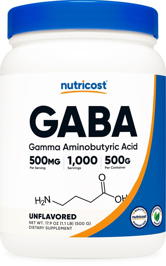 营养成本纯GABA 500G 粉末(氨基丁酸)(500克/1.1磅)