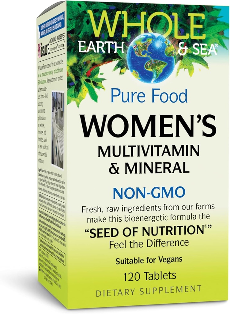 天然因素 全地球和海洋 妇女多维特敏和矿物,全食品补充品,Vegan,120块