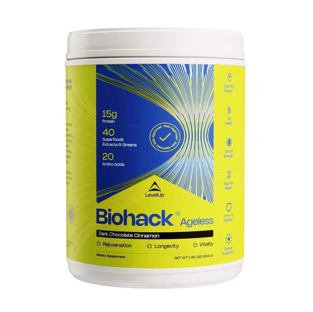LevelUp Biohack Andore: Colostrum Collagen Superfoods 抗氧化剂 Spermidine 氨基酸,男女,全身复活(Dark Collo Cinnamon)