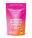 Pink Stork Morning 疾病甜品,有机芒果姜糖加维生素B6 早间疾病,运动疾病,产前心脏灼伤 - 怀孕必须拥有 - 30个包装药