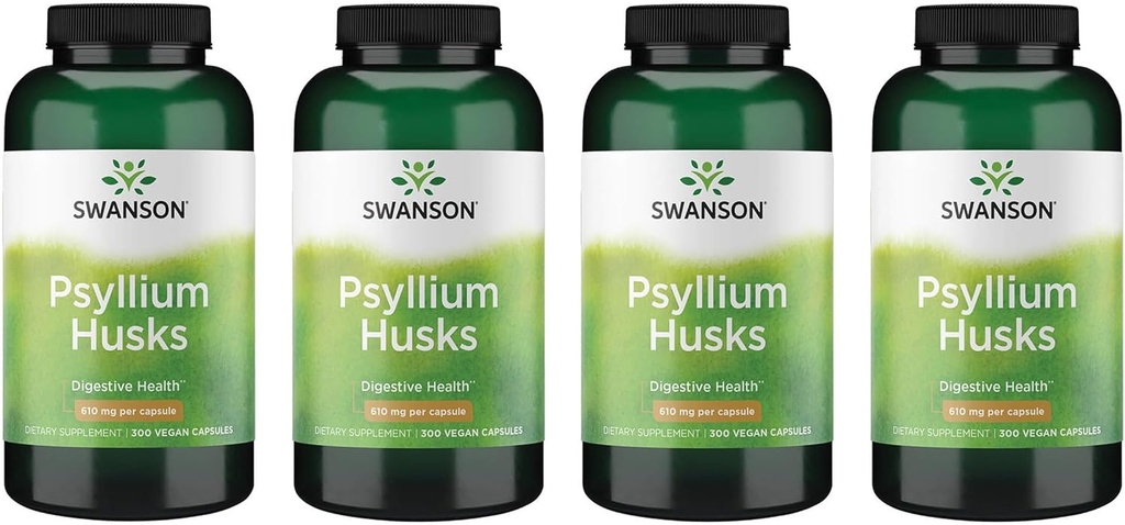 Swanson Psyllium Husk 饮食纤维补充剂 610 mg 300 capsules - (4包)
