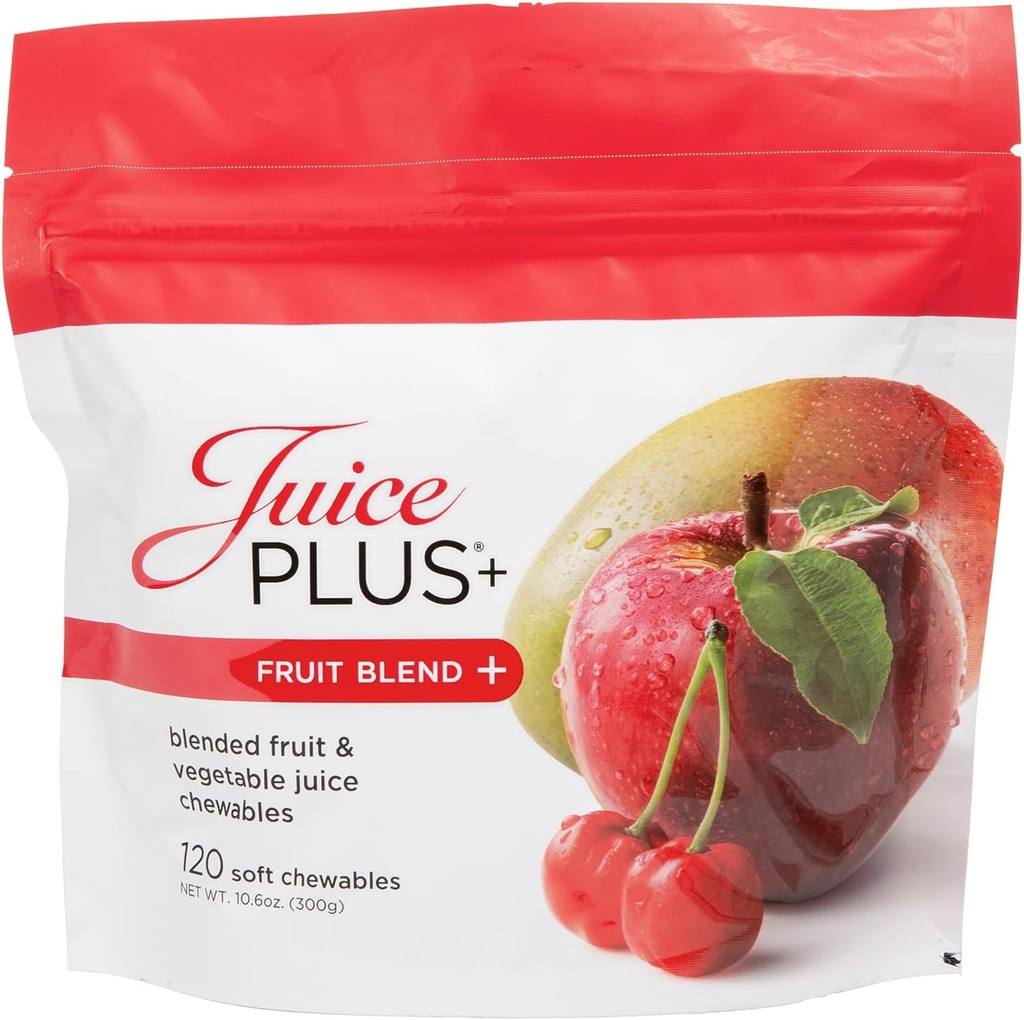 Juice Plus + 水果混合软菜(Chewables) - 以11种水果和植物成份促进你的营养 - 儿童与成年人的Vegan Gummy - 维生素,全食品营养 - 1 邮袋 (1-Mo, 30 Chews)