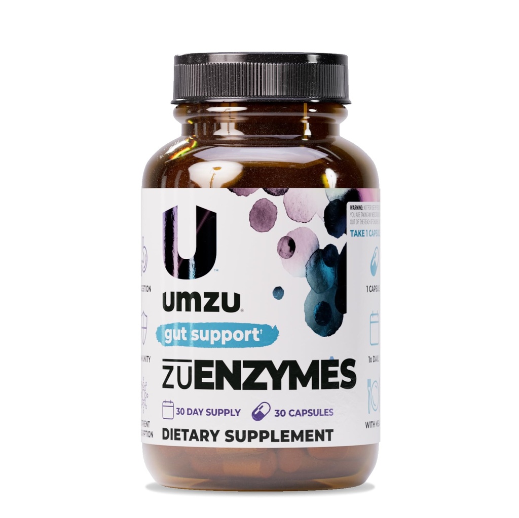 UMZU ZuEnzyms 消化酶 补充 QQ 21 酶,用于Gut健康支持,消化和营养吸收 QQ帮助破解乳糖,鲤鱼,蛋白质和脂肪(30天供应 QQ 30卡普尔)