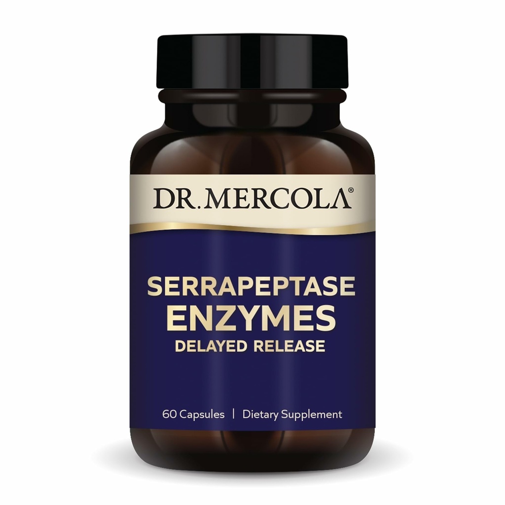 Mercola Serrapeptase 酶 - 支持健康细胞功能 - 延迟释放 - 非 GMO, Gluten-free & Soy-free - 60 Capsules