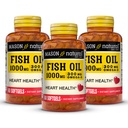 MASON NATURAL OMEGA,3 鱼油,180,日供应,与环保局和DHA共同支助,1000毫克,60软胶药(3包)