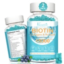 Biotin和Collagen Gummys配有B12,毛皮和Nails维生素Gummys配有毛发生长,光皮和坚固的Nails配有蓝莓Flavor,无糖,120Ct