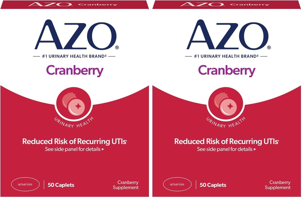 AZO Cranberry Urinary Tract 健康补编,1 服务:1 玻璃 Cranberry Juice,无糖 Cranberry 药丸,50 count (Pack of 2)
