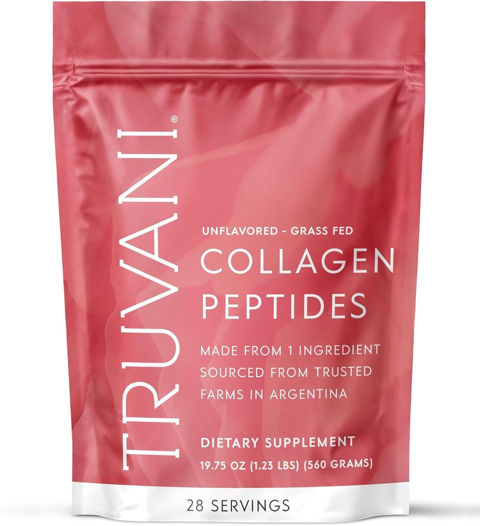 Truvani Hydrlyzed Collagen Peptides 28 服务 20g Grass-Fed Collagen 蛋白质粉 推动头发、皮肤和钉状健康 乳品和Gluten 自由 女性和男性