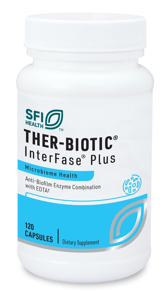 SFI 健康 Klaire Labs Ther-Biotic Interfase Plus - 与EDTA的抗生物膜酶 支持Gut Flora,毒素清洁和全体解毒 - 推动生物膜基质干扰(120 Capsules)