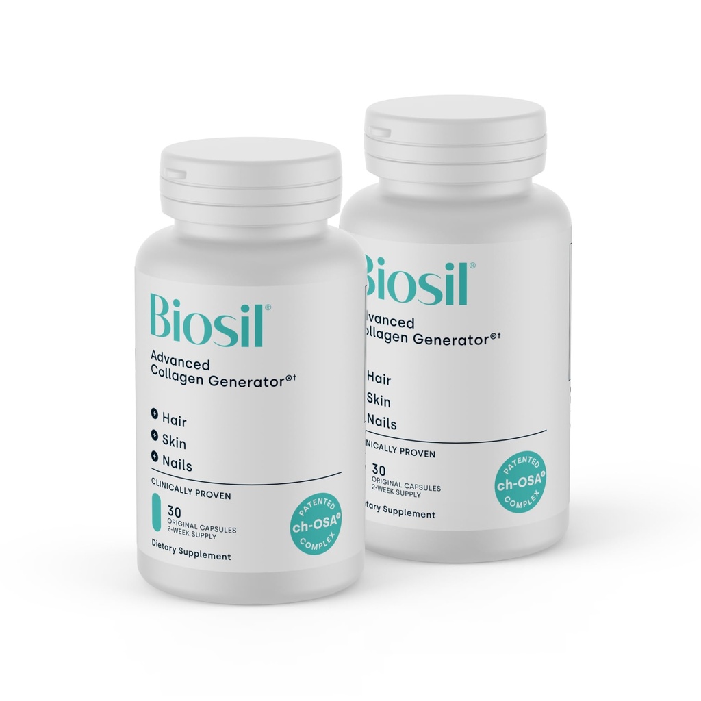 Biosil Collagen 助推剂补充剂 - 30种原始卡普尔,包装2 - 皮肤、毛发、钉螺和联合的专利 ch-OSA 活性剂 - 支持自然生产 - 30天供应
