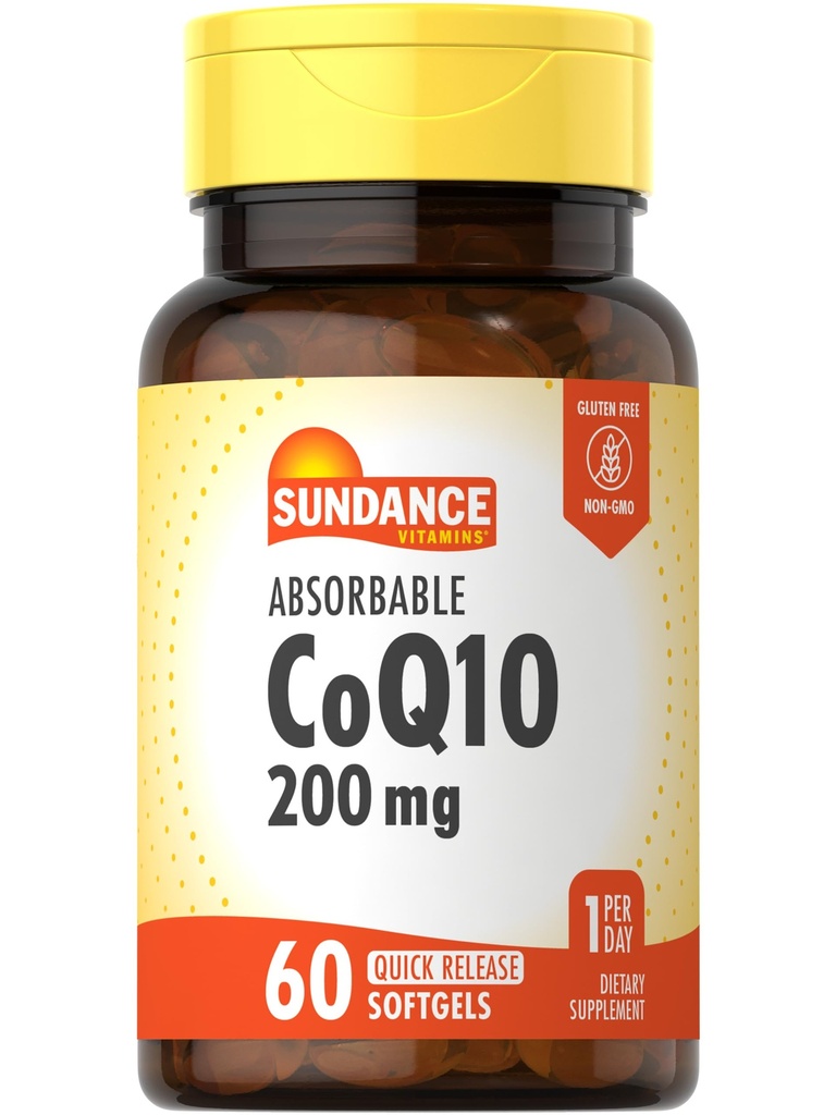 Sundance CoQ10 200mg Softgels QQ 60 Counter 与黑辣椒提取QQ Non-GMO & Gluten 免费补充