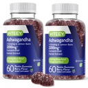 Viteey Ashwagandha Gummys 配有 Ginseng & Lemon Balm - Mood, calm & 压力支持 Ashwagandha 补充 - Vegan, Gluten-free - 120 计数