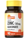 Sundance Zinc 补充 50 mg | 90块  Che Chelated 基本矿物 | 蔬菜,非GMO 和 Gluten Free