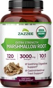 Zazzzee USDA 有机马什马洛根 10:1 提取,3000 mg 强度,120 Vegan Capsules 4个月供应,标准化,集中10X 提取,100% 蔬菜,全自然,非GMO,美国制造
