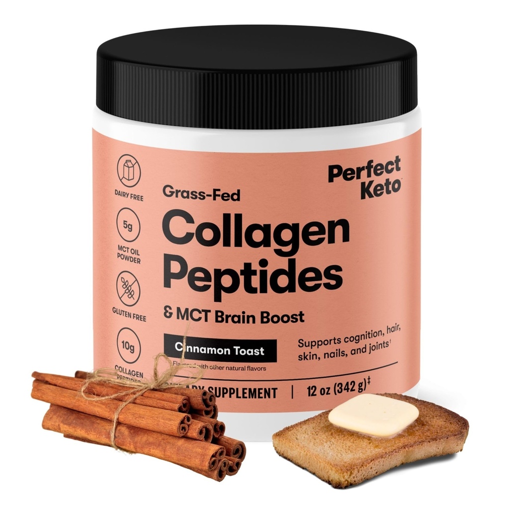 Keto Collagen Pepteides蛋白粉配有MCT Oil,Hydrlyzed Collagen,I型和III型补充剂,Gluten自由草药,低卡布,Keto Coffee Creamer,女性和男性的Collagen,Cinnamon Toast
