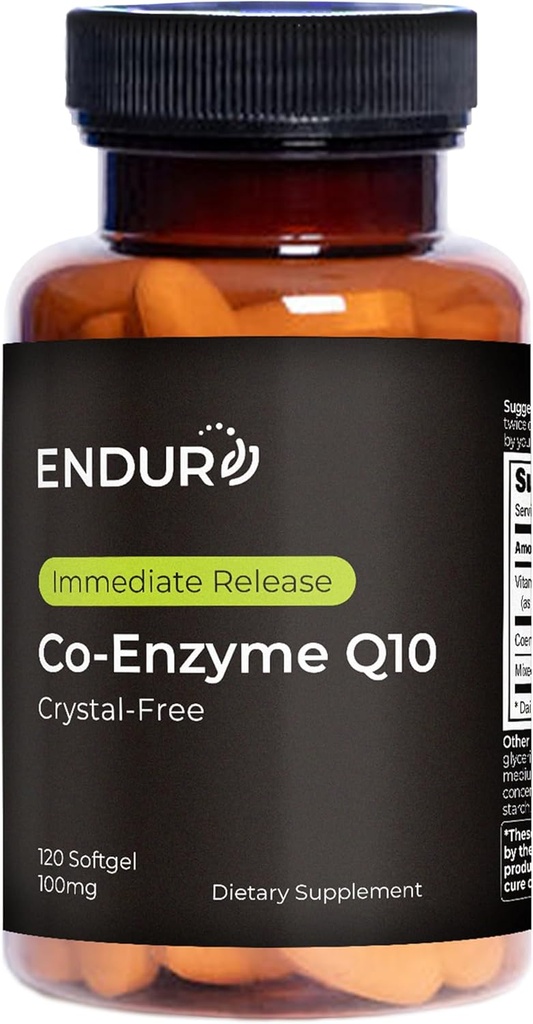 Endur Crystal-Free Co-Enzyme Q10,心与抗氧化剂防御补充,帮助支持能源生产,Gluten Free,100mg(120软胶)