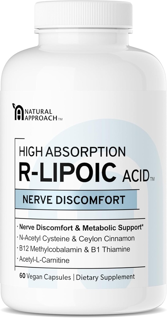 高ABSORPION R-LIPOIC酸 - 支持神经健康 - 叮当手指、手、脚趾和脚 - 支持健康老龄化、心血管健康和总体福祉 * - 60 Vegan Capsules