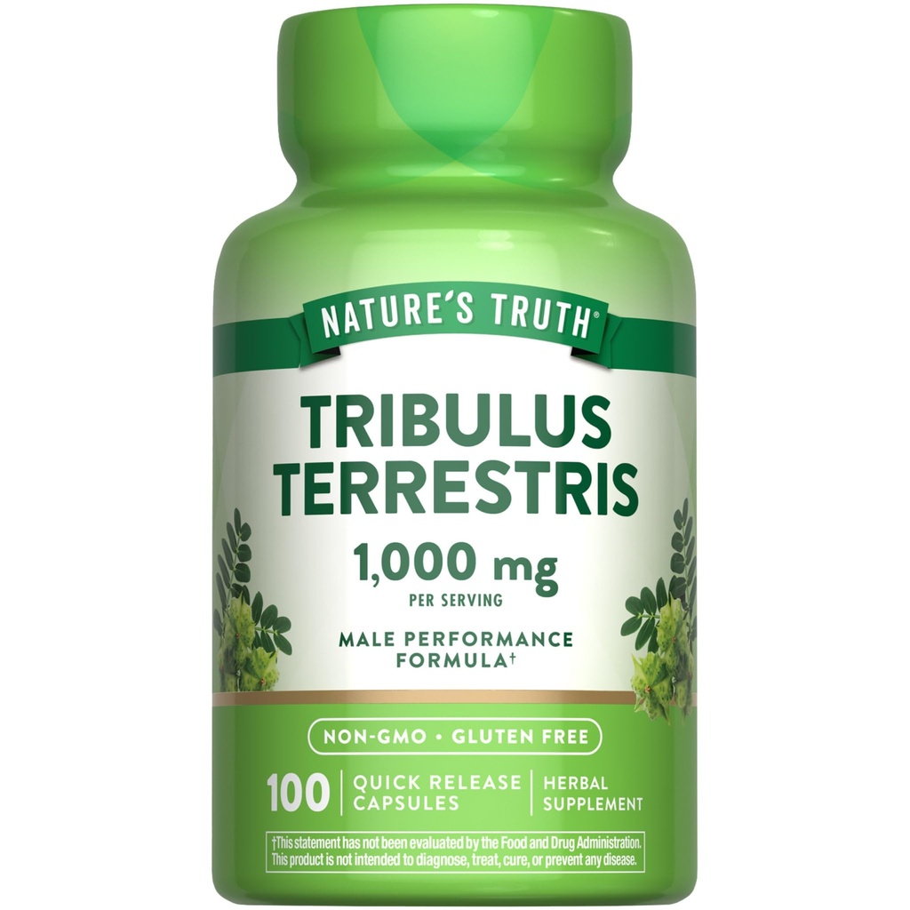自然界的Treal Tribulus Terrestris for Men 1000mg – Capsules – Non-GMO & Gluten 免费补充品
