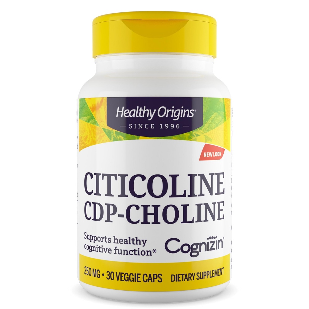 健康起源(Cognizin),250 mg - Citicoline CDP Choline的记忆大脑补充剂 - 非GMO, Vegan & Gluten-Free 补充剂 - 30 Veggie Capsules