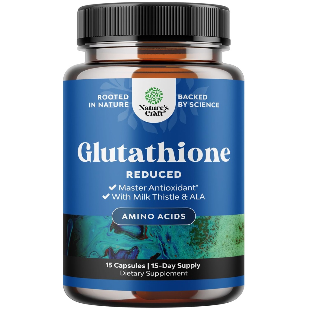 减少Glutathione 配以 Milk Niltle – 每服纯L Glutathione 配以 Alpha Lipoic Acid 和 Milk Thetle Silymarin 配以 Skin Radiance, Liver Support & Immune 支持 - 15 计