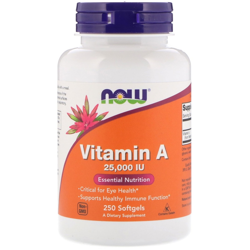 现在食品维生素A,来自鱼肝油的25000 IU,250 Softgels (Pack of 2)