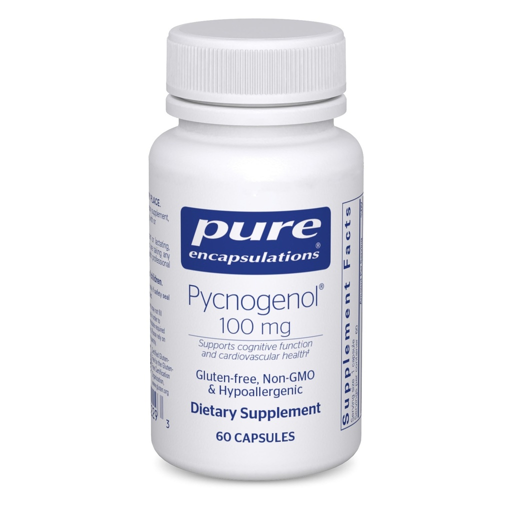 纯封装 Pycnogenol 100 mg → 假过敏补充剂,以促进血管健康和提供抗氧化剂支持 → 60 capsules