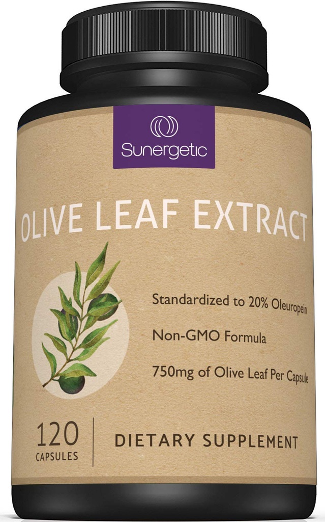 Premium Olive Leaf Capsules – 标准化到20% Oleuropein – 超强橄榄叶精选补充支持Imune系统和心血管健康 – 750mg Per Capsule – 120 Capsules