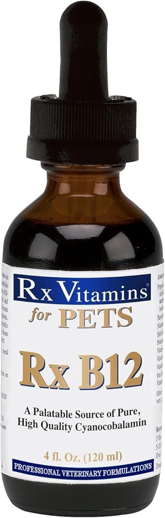 Rx维生素Rx B12用于狗和猫 - 维生素B12用于宠物的液体补充剂 - 狗维生素用于小和大毛毛毛 - 猫健康用品 - 4 oz.