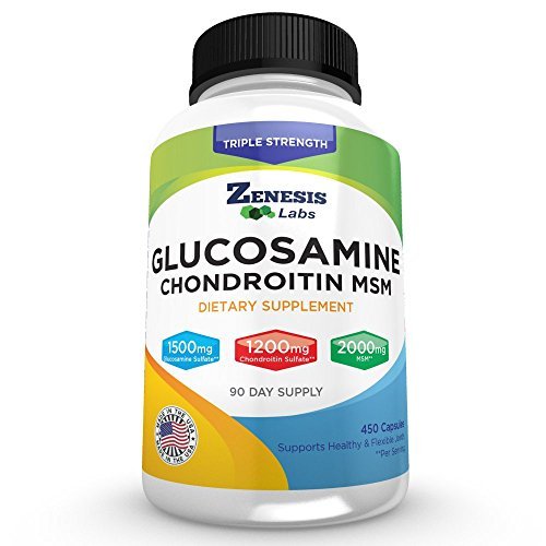 Zenesis Labs Glucosamine Sulfate + Chondroitin + MSM 联合加工厂 联合加工厂 450 Capsules (Bulk 90 Day Supplication) 1500mg, 1200mg, 2000mg 每架服务
