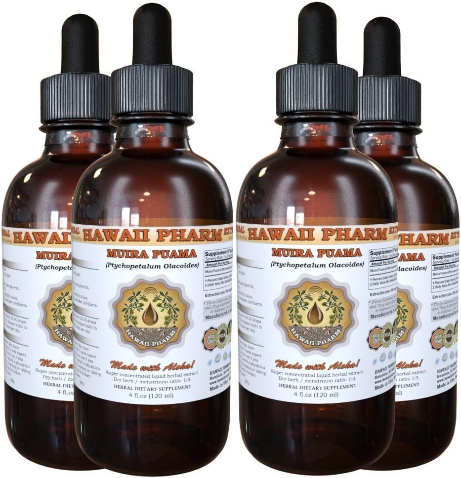 Muira Puama液体提取物,有机Muira Puama (Ptychopetalum Olacoides) 丁香补充剂 4x4 oz