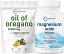 Oregano Softgels的微成份油 6,000 mg Pervice & Magnesium Oxide 400mg Bundle Pack → 4X 强卡瓦罗尔 & Thymoquinon → 最大浓度的元素形式
