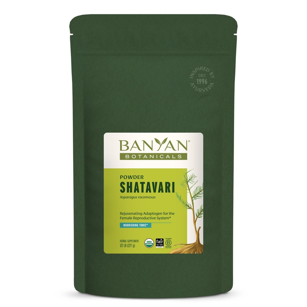 Banyan植物学 沙塔瓦里粉末 – 有机阿斯帕莱格斯 Racemosus 根粉末 – 恢复支持健康生殖系统的适应原素通心* – 1/2 lb. – 非GMO 可持续来源 Vegan