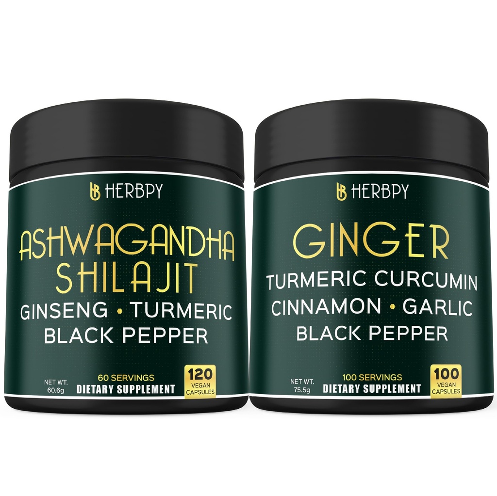 Bundle 5in1 Ashwagandha Shilajit & 5in1 姜增益 - 支持心脏,消化健康与免疫
