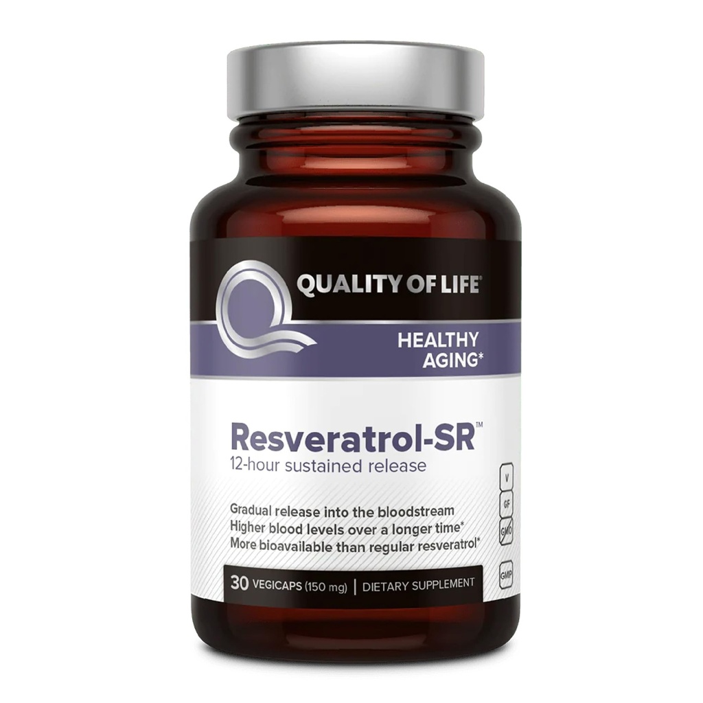 生活质量 Resveratrol SR - 强大的抗衰老所有自然公式 - 30 Vegicaps