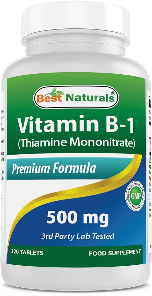 最佳天然素维生素B1作为Thiamine Mononitrate 500 mg 120 片剂(120个计数(一包))