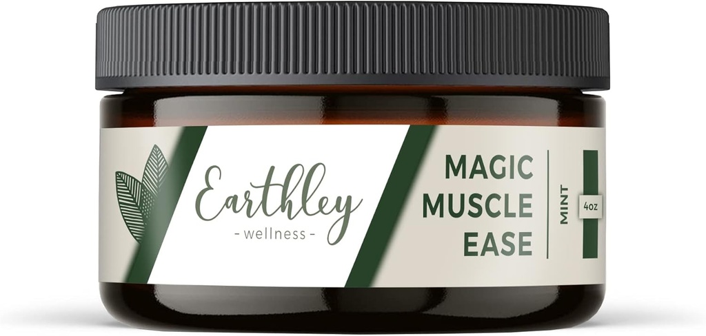 Earthley Wellness Magic Muscle Ease, Magnesium & Arnica Lotion to Soothe Sore Muscles, 快速吸附减压剂, 紧张状态和工作后恢复(4oz, Mint)