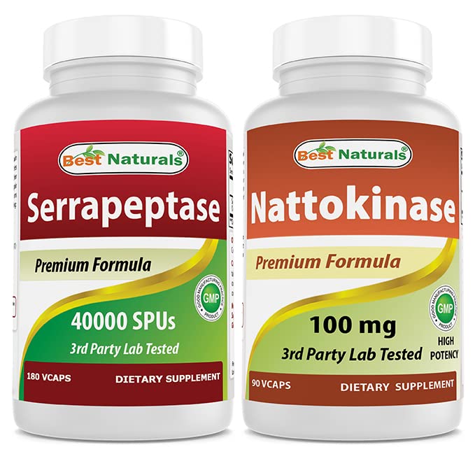 最佳自然产品 Serrapeptase 40000 SPU & Nattokinase 100 Mg