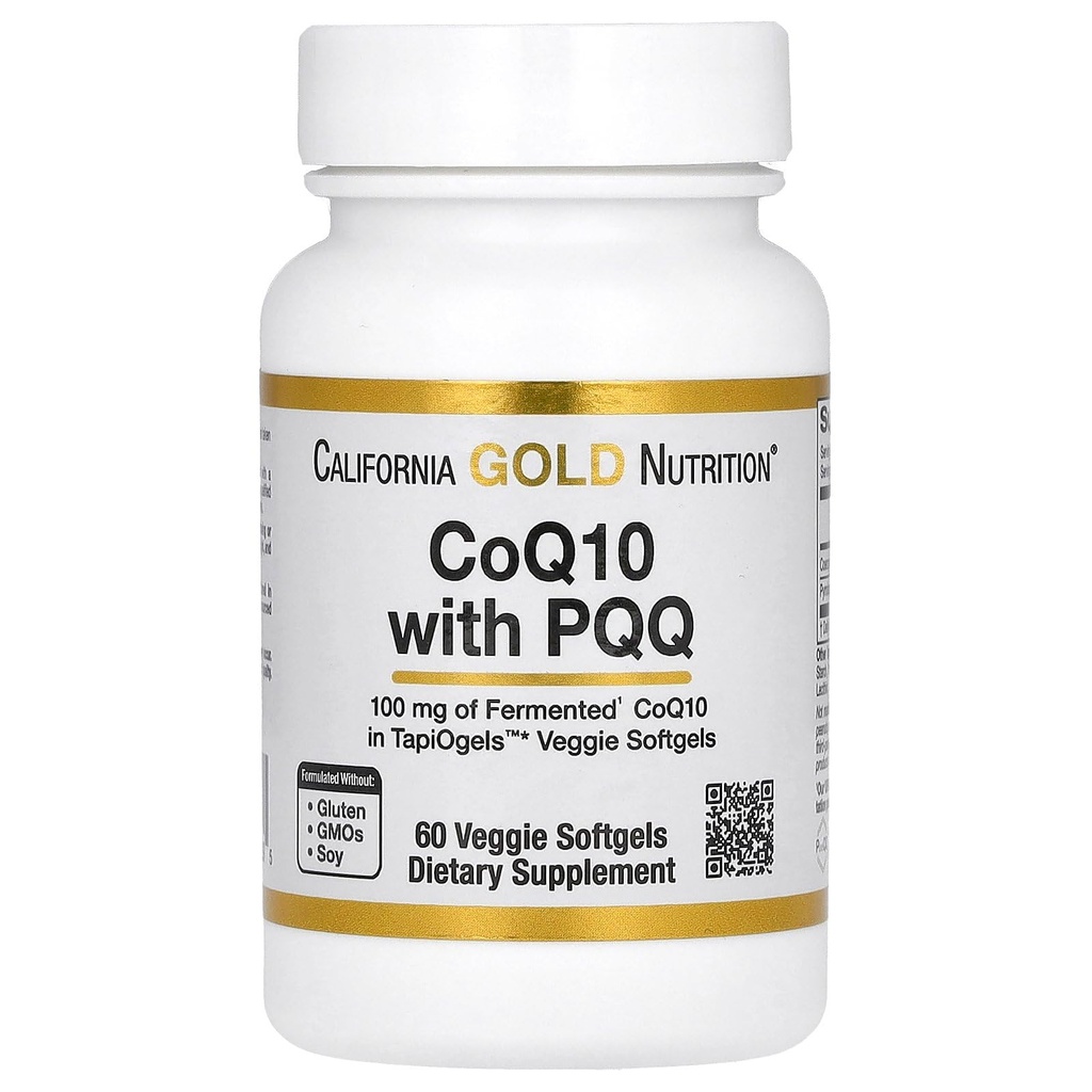 加州金营养CoQ10 配PQQ,Ubiquinone USP, Tapioca Veggie Softgel 配葵花莱辛,100毫克,60Veggie Softgel
