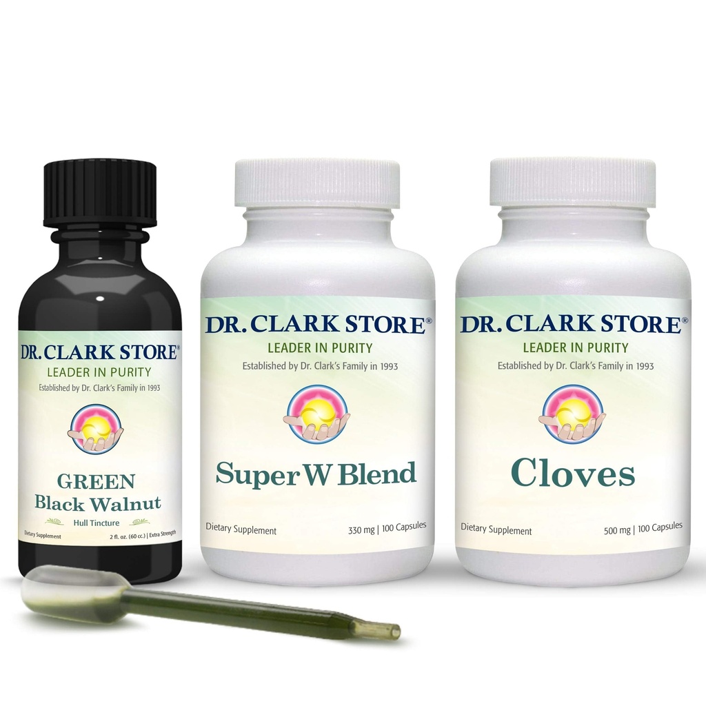 Clark Store Intestine Support & Cleanse Kit 博士 - 由来自黑胡桃壳, Wormwood 和 Cloves- helps 维护优化肠功能的原始绿色叮当组成