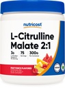 营养成本 L-Citrulline Malate 2:1(300g) 水果冲压 - 工作支持,肌肉性能,硝酸氧化物助推器 - 适合性补充粉剂,75种服务