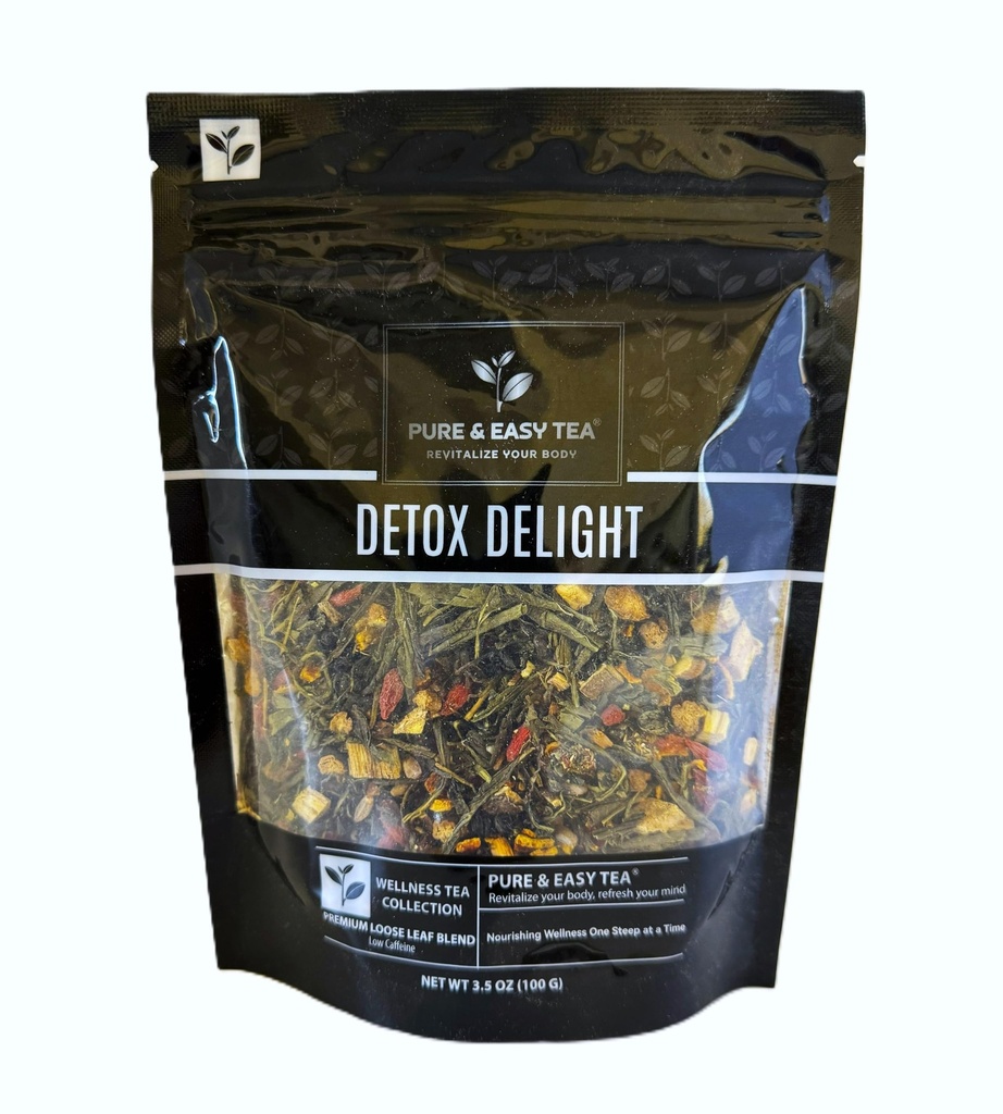 纯和易茶,Detox Delight,30 Detox,支持健康滑翔,Liver,Gut & Colon Cleanse,高级全身混合,100g/3.5oz
