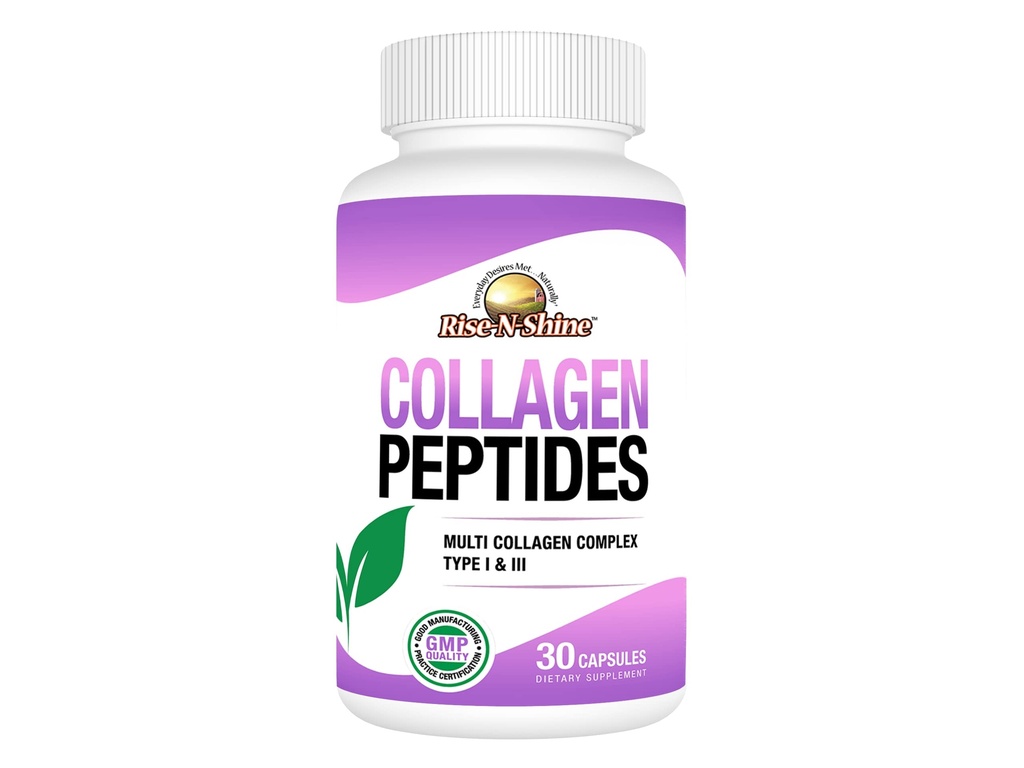 Rise-N-Shine 水解凝胶I型和III型-Collagen Peptides 复合材料,用于头发、皮肤、钉子和联合支持-30个卡普尔(30天供应)