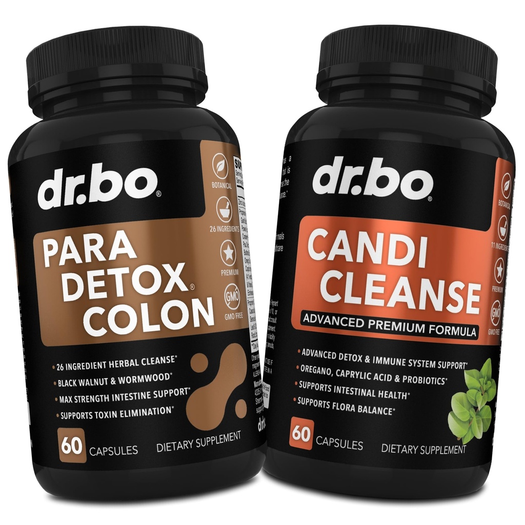 Colon Cleanse Pills Body Detox & Candi Cleanse - 胃和口服草药Oregano & Caprylic Acid Probiotic 复合物 Capsules,草药 Wormwood Black Walnut Clove 男